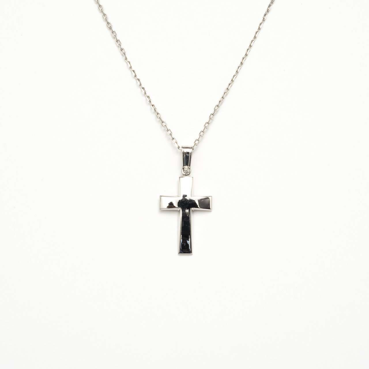 18K White Gold Cross Pendant