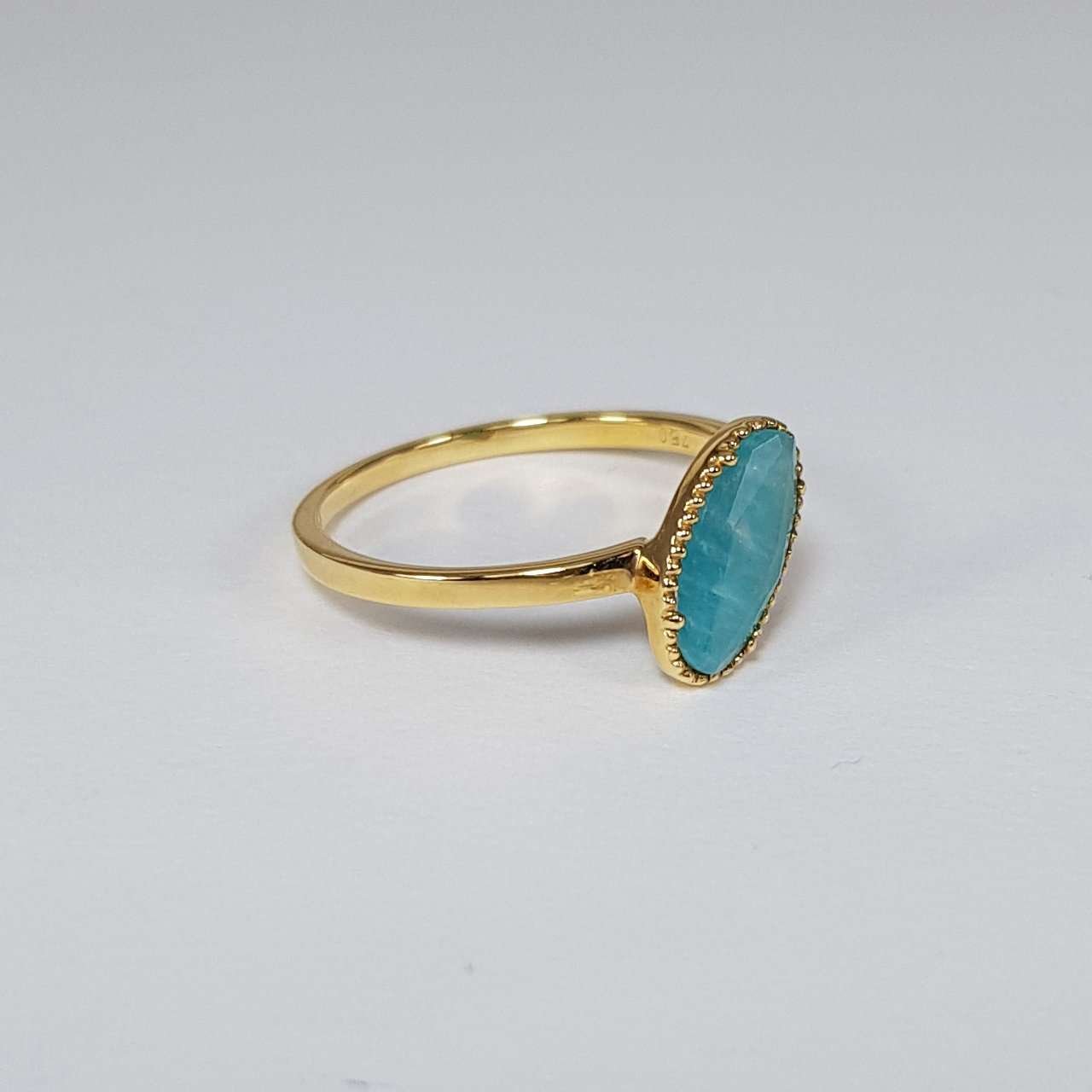 18k Yellow Gold and Amazonite Ring